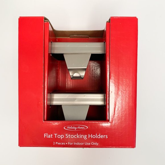 NEW in box flat top silver stocking holders (set of 2) - Picture 4 of 5
